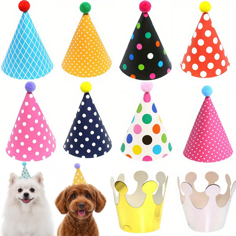 Party Hat Cone - หมวกปาร์ตี้ขนาดเล็กหลากสี 11 ชิ้นสำหรับสัตว์เลี้ยง - หมวกวันเกิดแบบคละสีสำหรับตุ๊กตา สุนัข
