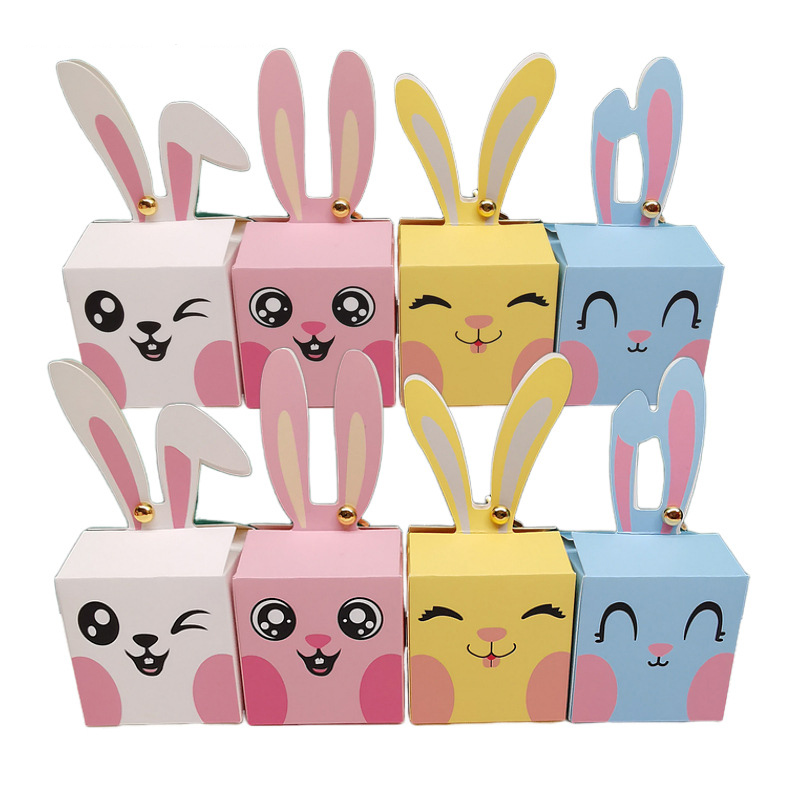 Event Party Box - 12/24 ชิ้นการ์ตูนกระต่ายกล่องขนม Happy Easter เด็กทารกฝักบัวช็อกโกแลตเค้กโปรดปรานของขวัญกล่องบรรจุภัณฑ์วันเกิด Party