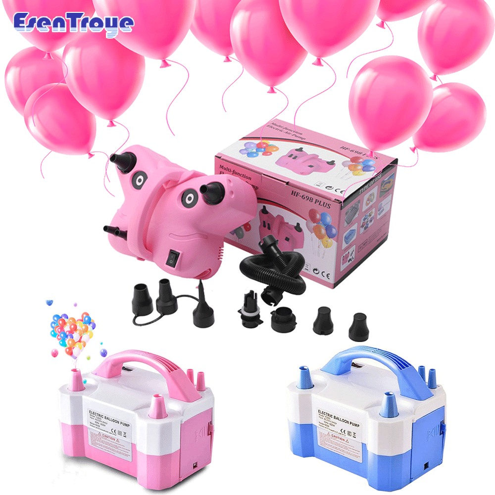 Balloon Pump Hand - ปั๊มลมไฟฟ้าแบบพกพาแรงดันสูง แบบสองหัวเสียบปลั๊ก US/EU 110V/220V สำหรับงานปาร์ตี้และงานแต่งงาน