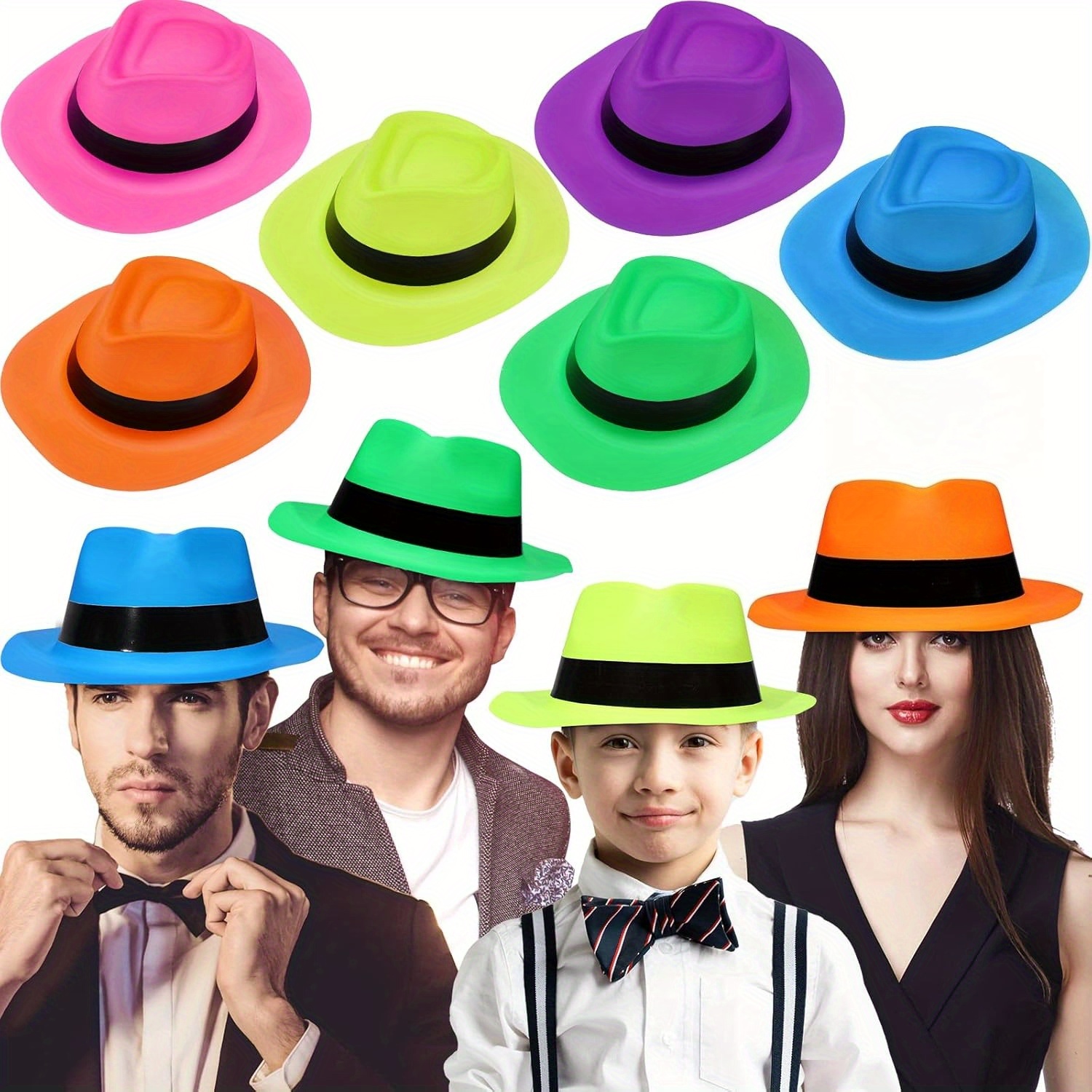 Party Hat Cone - 12 ชิ้นนีออนมาเฟียสไตล์หมวกปาร์ตี้-Bright ชุดหมวกสําหรับนักเลงเพลงดิสโก้วันเกิด,Photo Booth Props และโปรดปราน