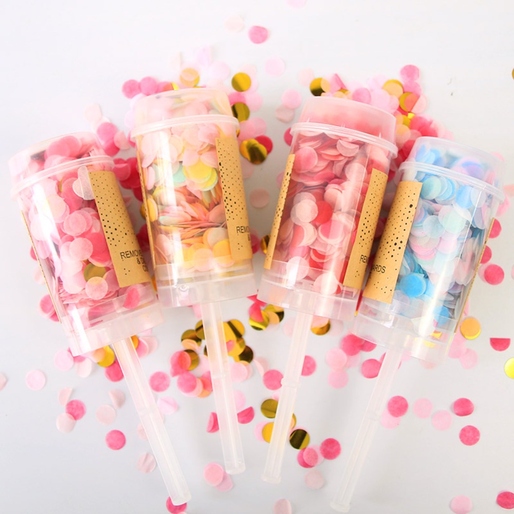 Confetti Cannon Tube - ป๊อปเปอร์คอนเฟตติแบบกลม 1 ชิ้น สำหรับงานวันเกิด งานครบรอบ งานแต่งงาน