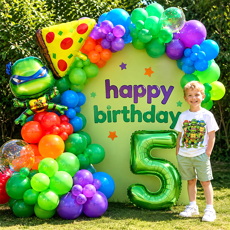 Balloon Arch Kit - ชุดลูกโป่งตกแต่งงานวันเกิดธีมเต่านินจาสำหรับงานปาร์ตี้เด็ก