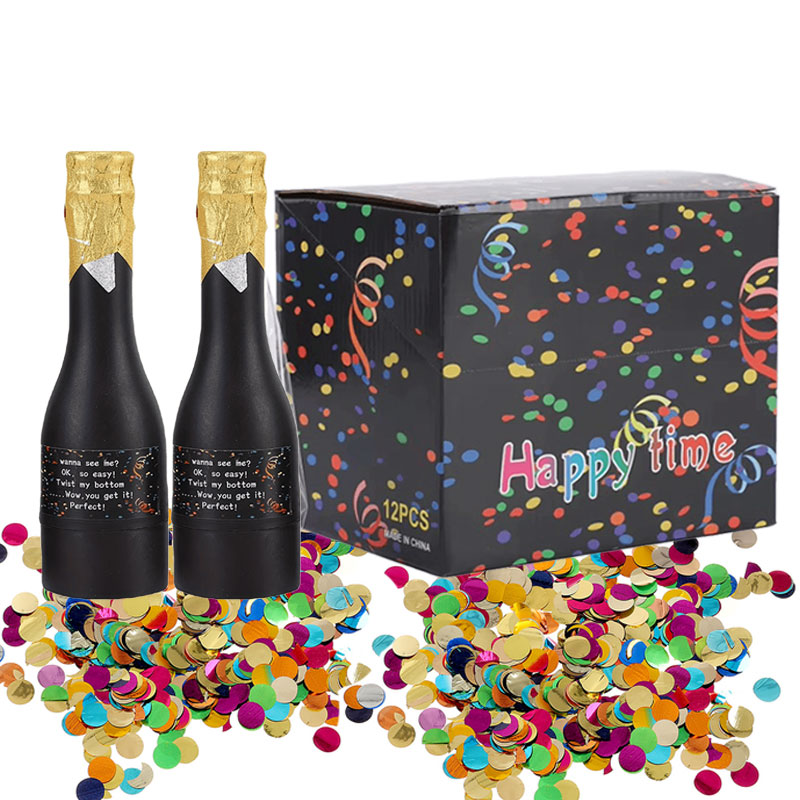 Confetti Cannon Tube - 6/12pcs Confetti Launchers Confetti ใช้งานง่ายพลาสติกขวดแชมเปญรูป Confetti