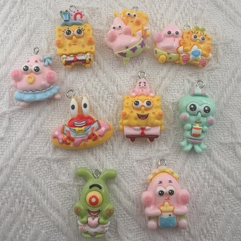 Event Party - จี้เรซิ่นลายการ์ตูน 10 ชิ้น, ต่างหูทำเอง DIY, อุปกรณ์เสริมพวงกุญแจ