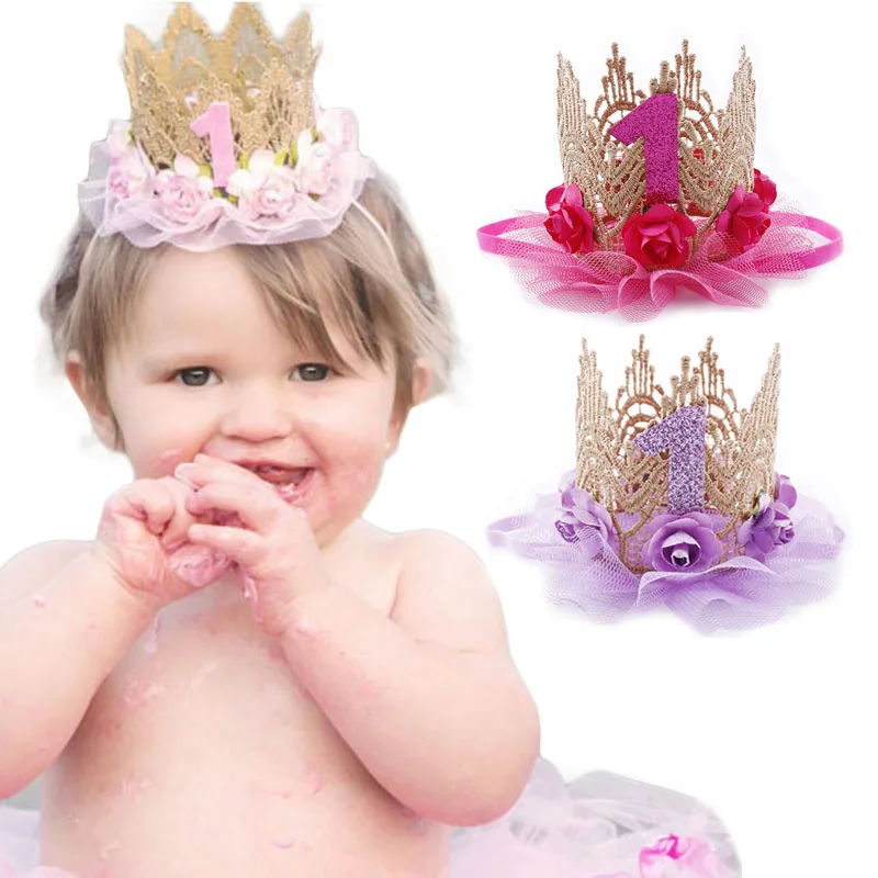 Party Hat Cone - 1st Birthday Crown หมวกดอกไม้ Princess Crown