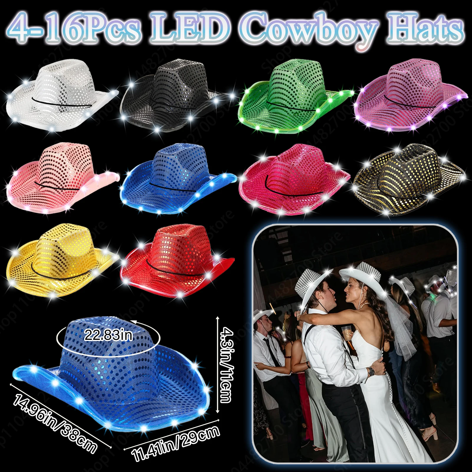 หมวกคาวบอย LED 4/6/8/10/12/16  - Party Hat Cone บทวิจารณ์และราคา